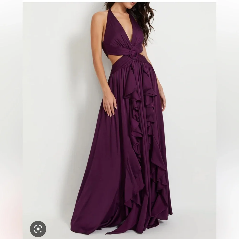 PatBO Sleeveless Cut Out Gown Deep Purple Sz 4 NWT! - Picture 1 of 6